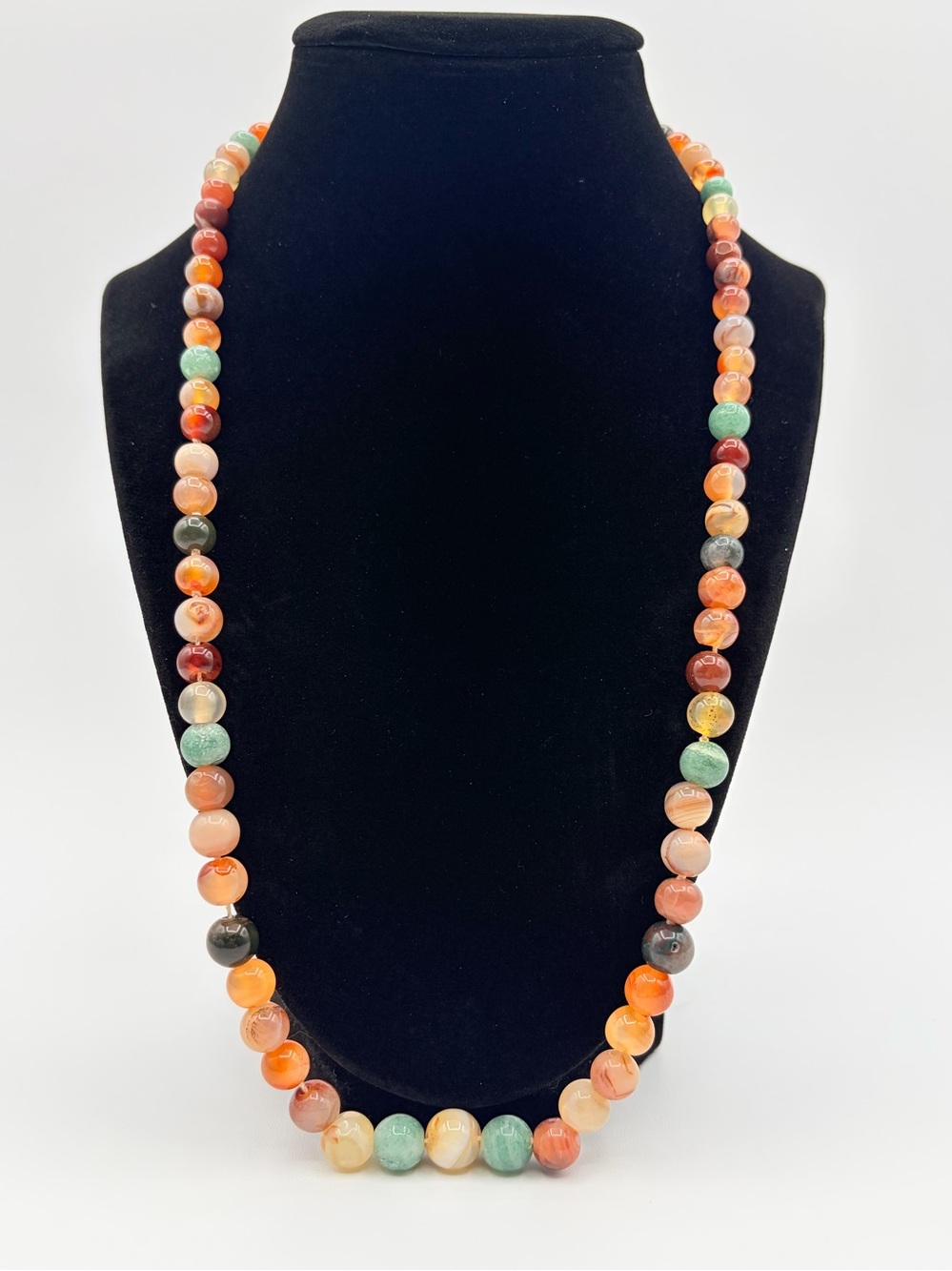 Graduated Multicolor Agate Beaded Necklace | Natural Stone Strand